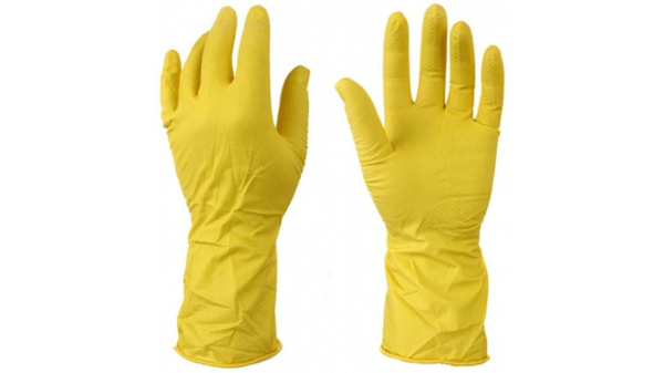 Перчатки хозяйственные с напылением желтые, размер XL