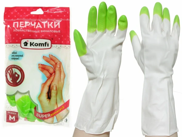 Перчатки хозяйственные ПВХ р.M (Komfi)