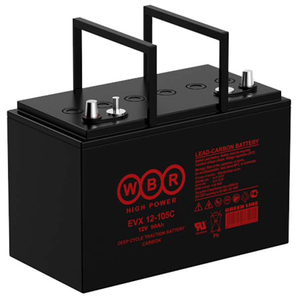 Аккумулятор тяговый карбоновый 12V 105Ah WBR EVX12-105C (AGM+CARBON)